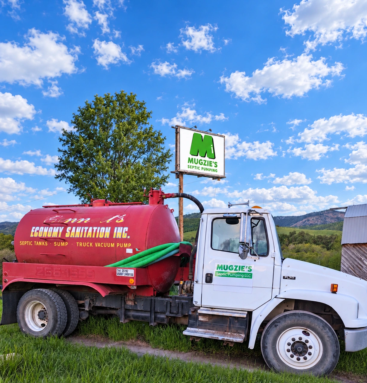 Mugzie’s septic pumping truck in southeast Idaho